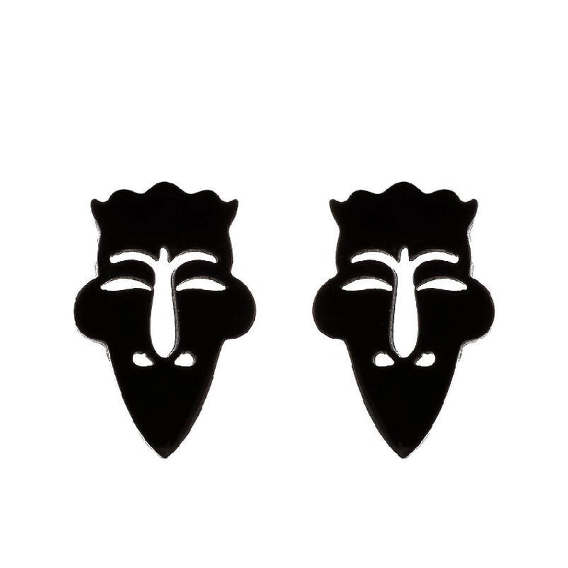 1 Pair Halloween Fashion Smile Face Star Skull Plating Hollow Out Stainless Steel Ear Studs