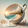 Water Cup Scenery - Seaside-11CT Stamped Cross Stitch 45*45cm/17.72*17.72in