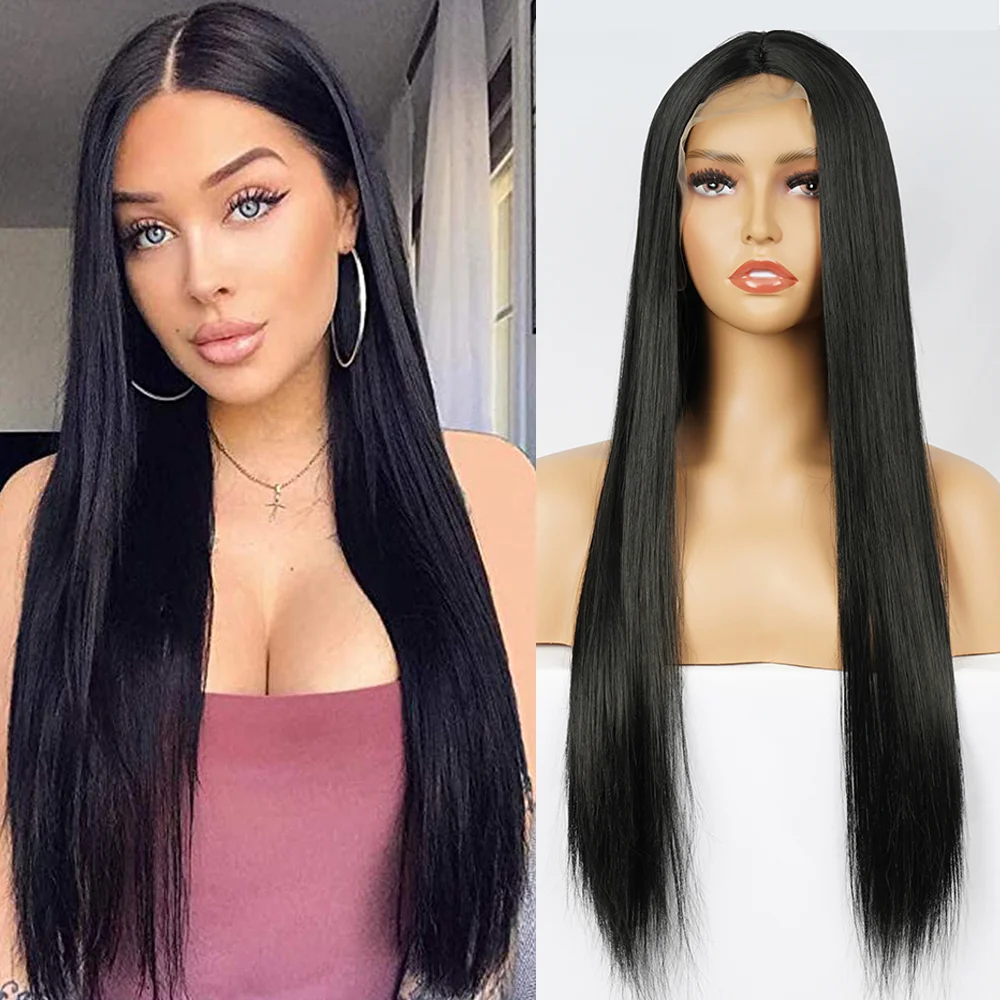 Jewtribute Hair®|Black Long Straight Wig Natural Wigs 