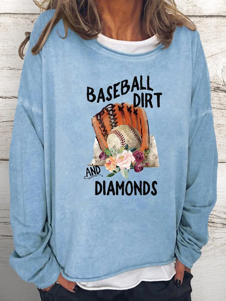 Baseball dirt Women Loose Sweatshirt-Annaletters