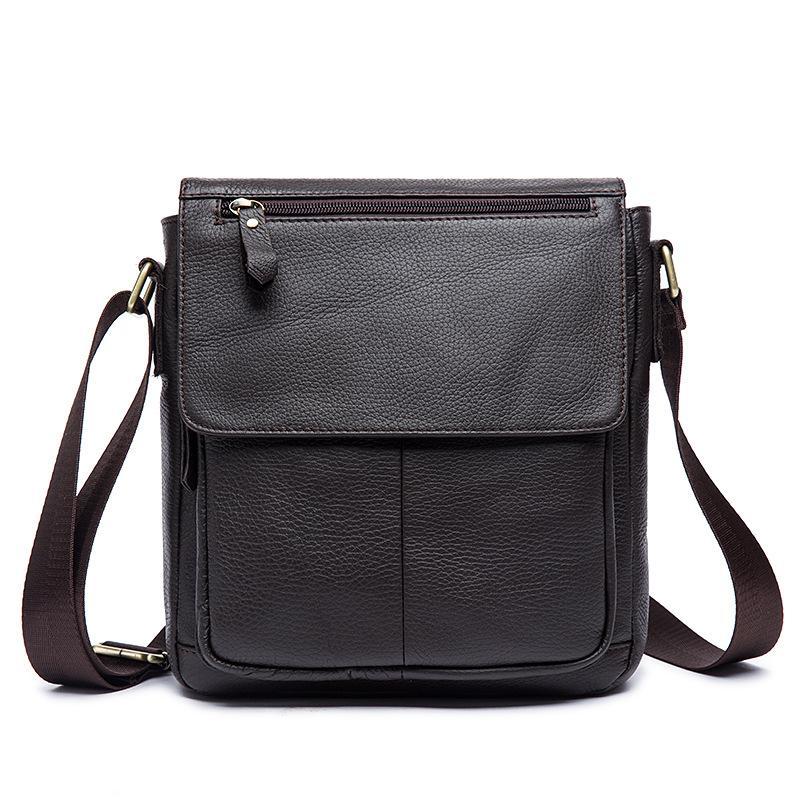 Men's Casual Vintage Style Leather Solid Color Crossbody Bag Shoulder Bag