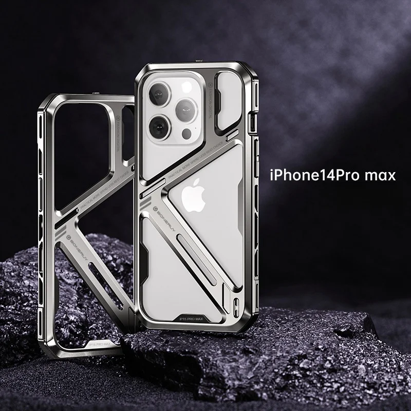 iPhone14/15 titanium alloy hollow all-inclusive mobile phone case