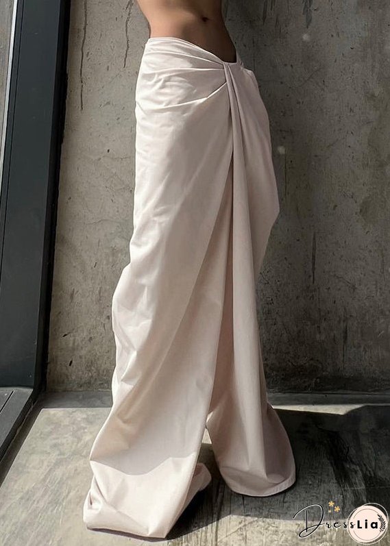 New White Wrinkled High Waist Cotton Pants Summer