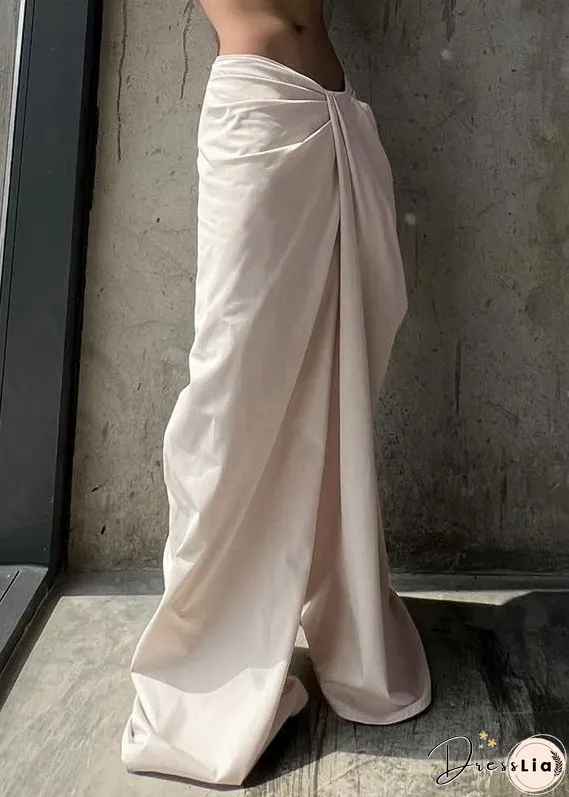 New White Wrinkled High Waist Cotton Pants Summer
