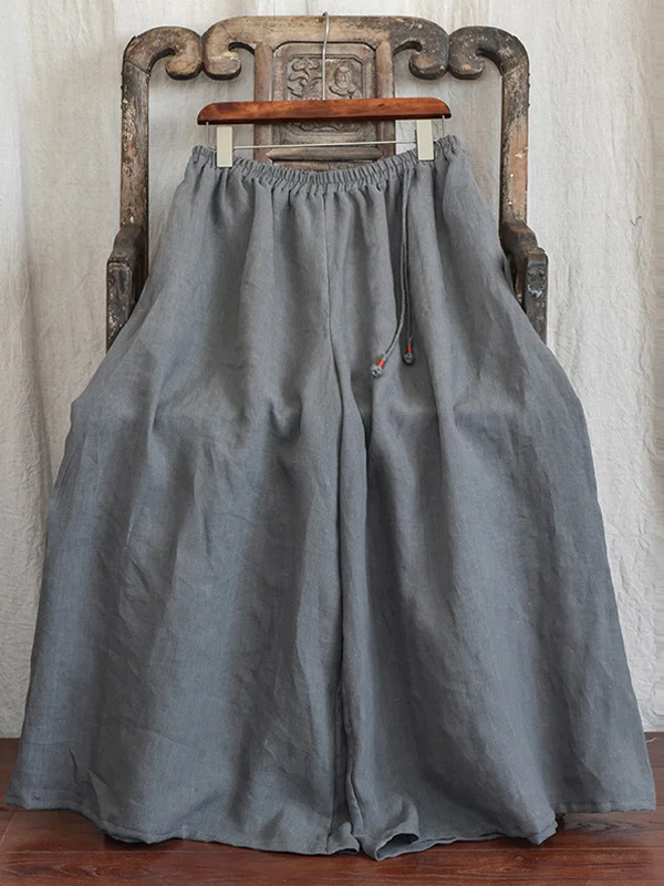 Linen Loose Casual Solid Pants