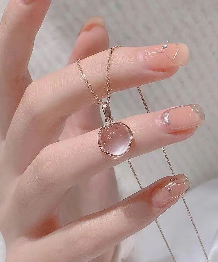 Modern Rose Sterling Silver Crystal Pendant Necklace