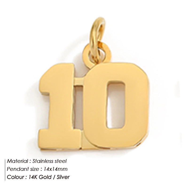 1 Piece 14*17mm 8 * 14mm 304 Stainless Steel 14K Gold Plated Number Pendant Jewelry Accessories