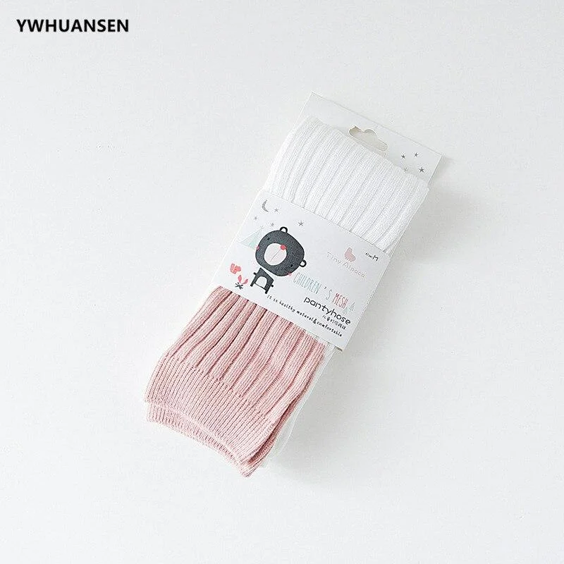 YWHUANSEN Double Needle Patchwork Cotton Leggings for Girls Spring Autumn Leggings for Children Fashionable Legging Infantil