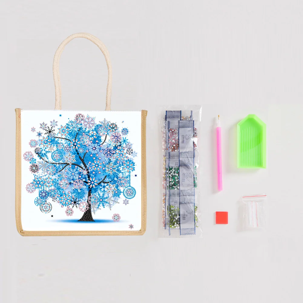 5D Diamond Painting Handbag DIY Winter Linen Shopping Storage Bags