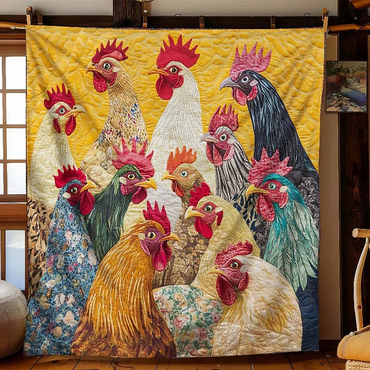 Radiant Roosters Blanket - H257 - Premium Blanket The Cold Blanket