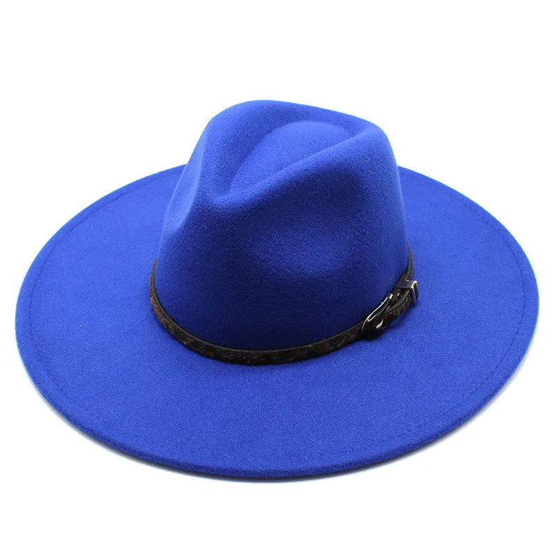 New Autumn And Winter Wool 9.5cm Big Brim Jazz Hat Men’s And Women’s Heart Top Chain Hat Felt Hat