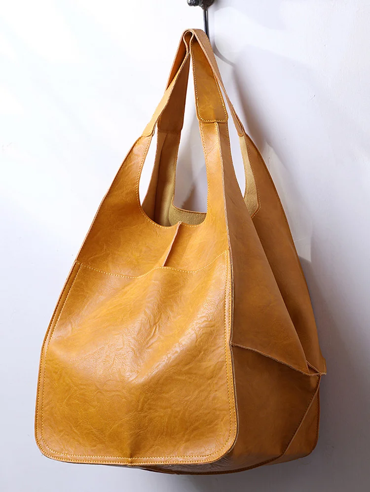 Casual PU Leather Large Capacity Shoulder Tote XL Bag