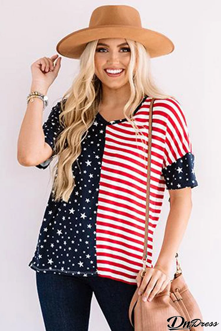 July 4th Stars and Stripes USA Flag Tee