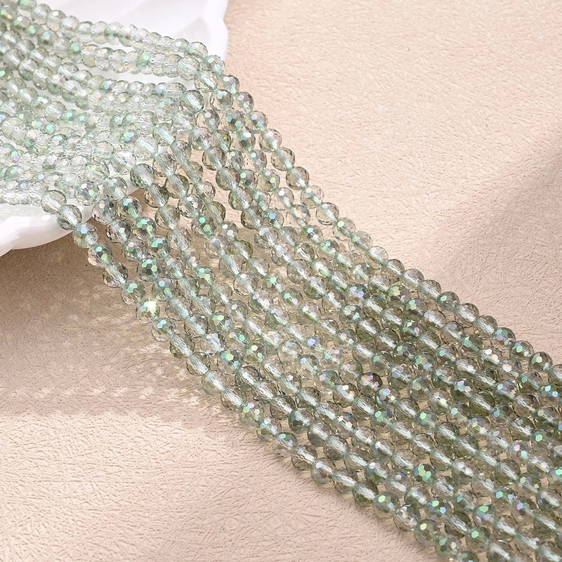 1 Strand/Package Diameter 4mm Hole Under 1mm Glass AB Color Plating Round Polished Beads