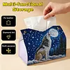 Diamond Art Tissue Box Cover DIY PU Desktop Organizer Large(WOLF)