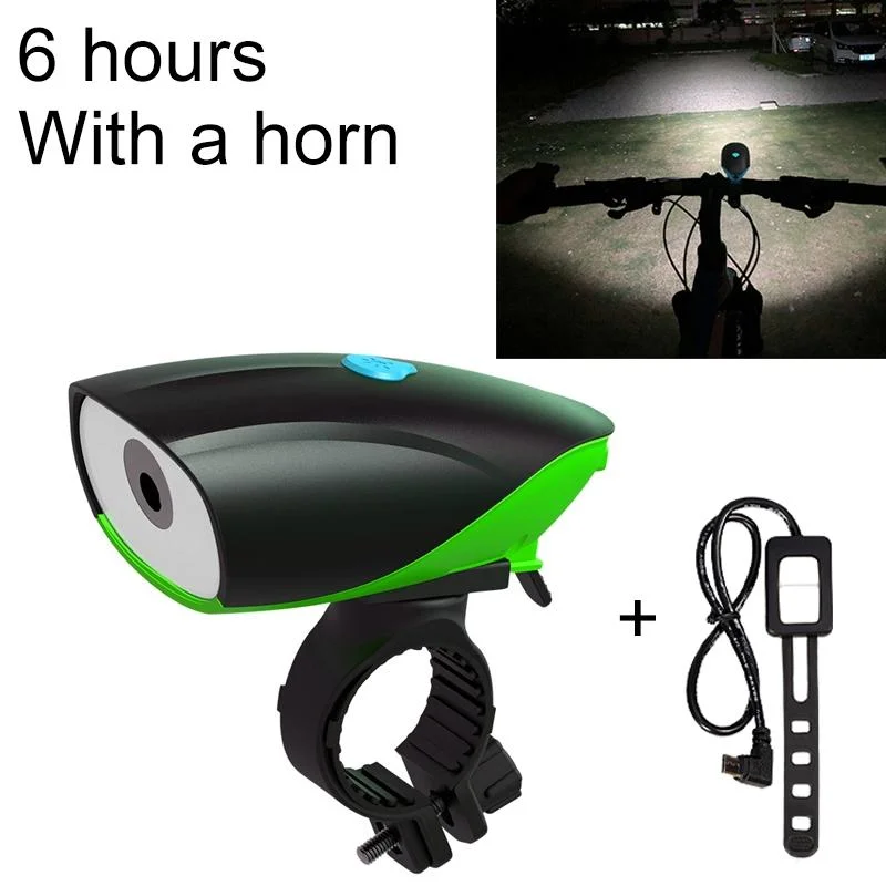 USB Charging Bike LED Riding Light, Charging 6 Hours with Horn & Line Control 
