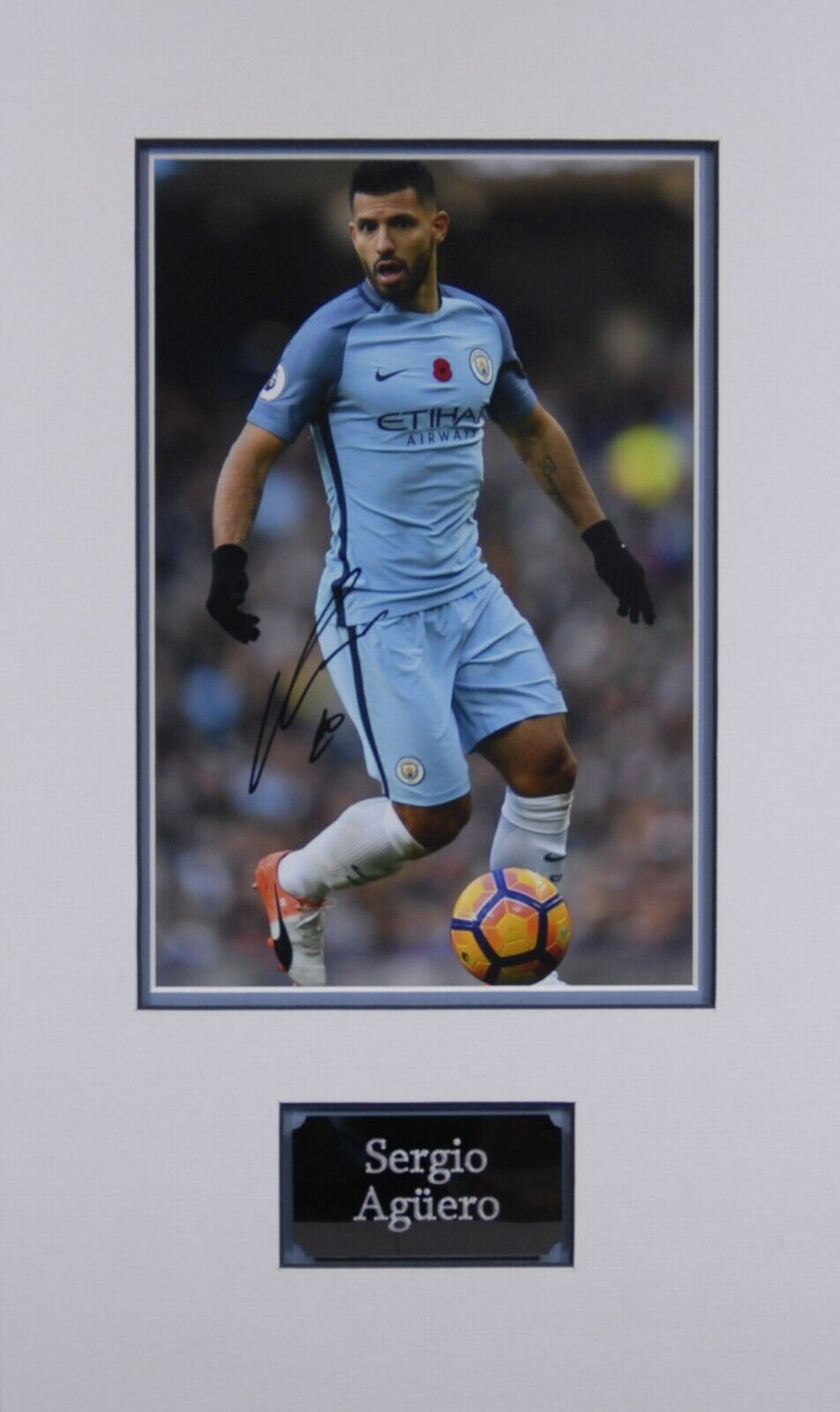 Sergio Kun AGUERO Signed & Mounted 12x8 Photo Poster painting AFTAL COA Manchester City RARE