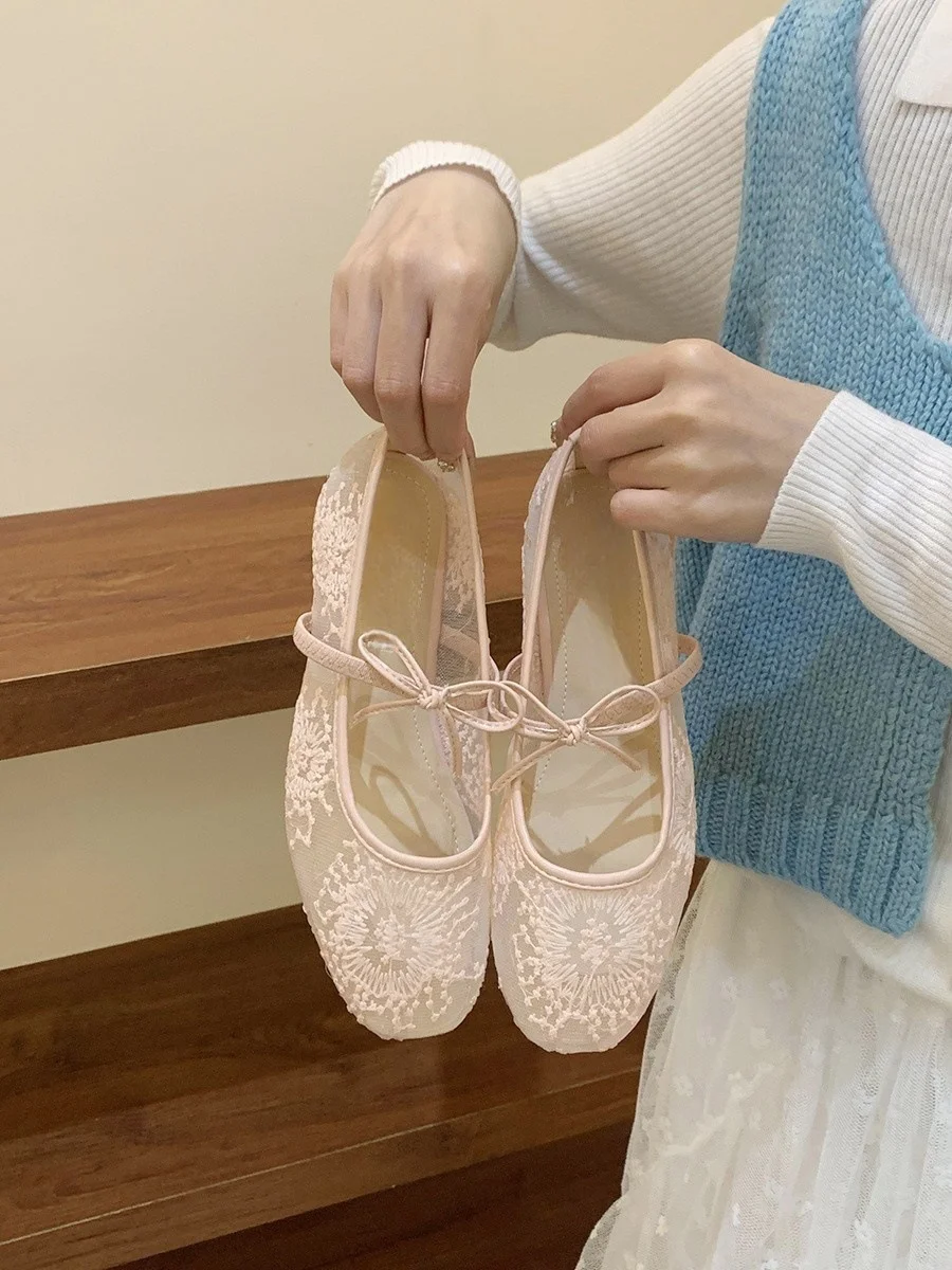 Breakj Breakj Style French Gentle Evening Shoes Women's Shoes 2025 New Spring Mesh Breathable Square Mary Jane Single Shoes