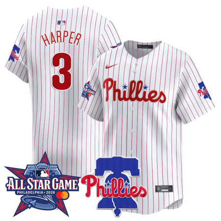 Youth Philadelphia Phillies #3 Bryce Harper White 2026 MLB All-Star Jersey