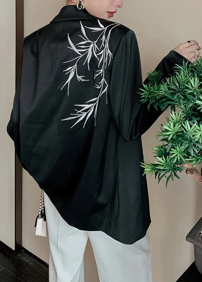 Vogue BlackNotched Print Button Shirt Long Sleeve