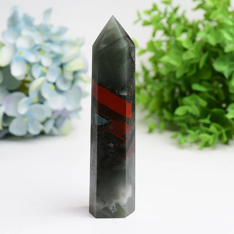 6.0"-8.0" Africa Blood Stone Crystal Tower Bulk Crystal