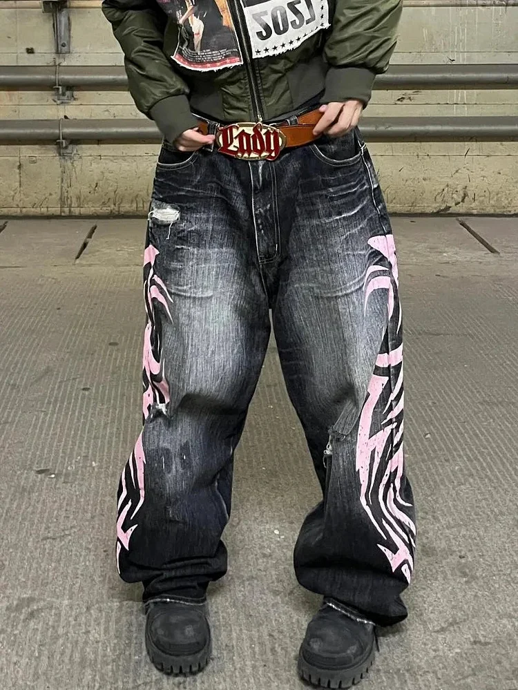 Washed Blade Print Gothic Pant