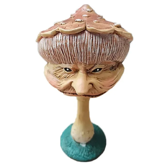 Funny Face Garden Statue Fracture-Resistant Resin Patio Lawn Mushroom Sculpture