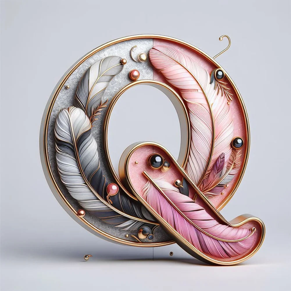 Diamond Painting - Full Round Drill - Feather Alphabet(Canvas|30*30cm)