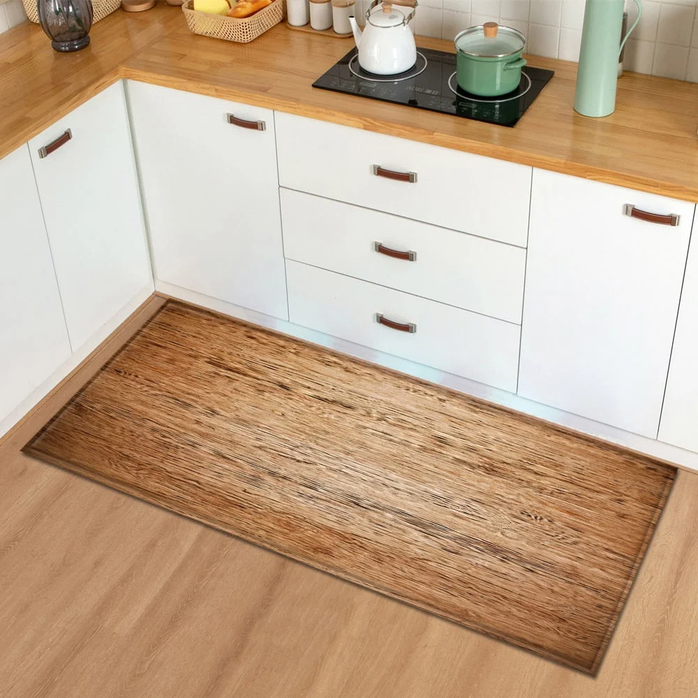 Modern Kitchen Mat  Bedroom Entrance Doormat Wood grain Home Hallway Floor Decoration Living Room Carpet Bathroom Anti-Slip Rug
