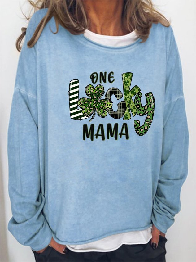 One Lucky Mama Crew Neck St Patty's Day Sweatshirt socialshop