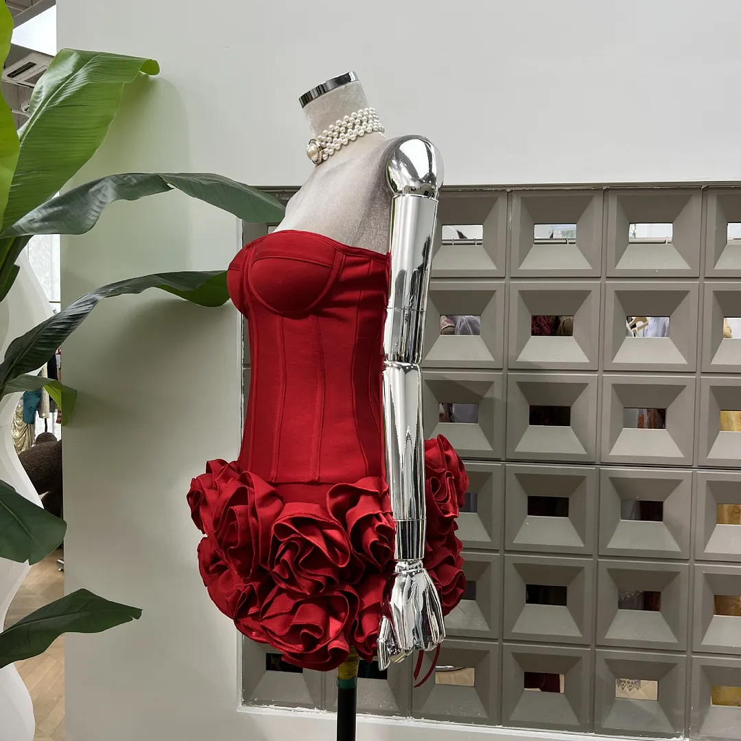 Brownm Knitted Bandage Pressure Fish Bone Tiring Waist Tset + Flowers Ultra-Short Low Waist Skirt Babes