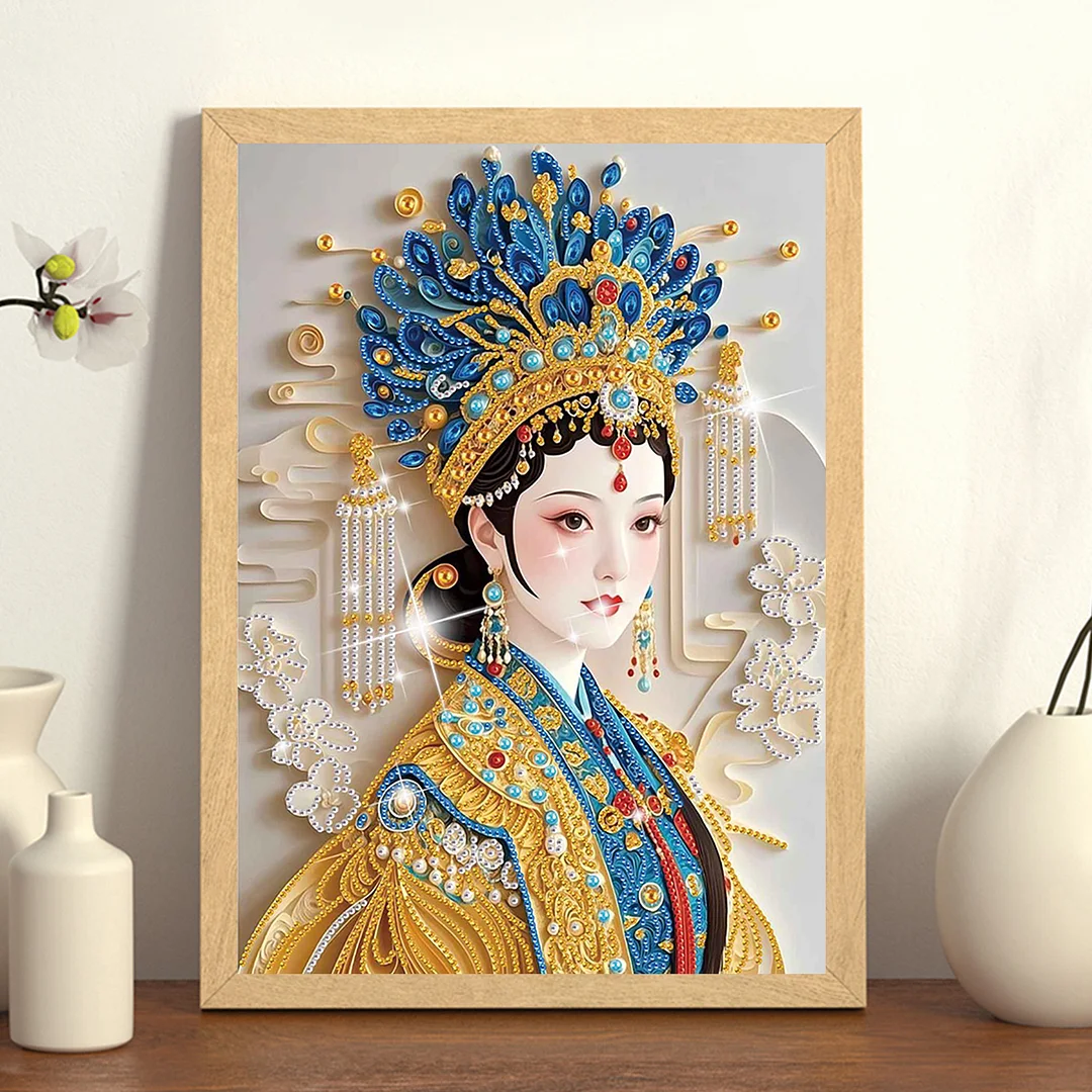 Diamond Painting - Partial Special Shaped Drill - Phoenix Crown Lady(Canvas|30x40cm)