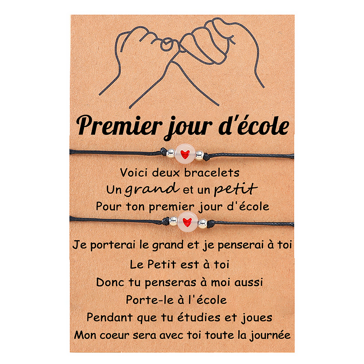 2PCS Ensemble de Bracelets Cœur - Cadeau Rentrée Scolaire Premier jour d’école Jessemade FR