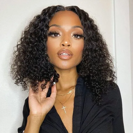 Wignee Brazilian Middle Part Deep Wave 2x4 Lace Part Bob Human Hair Wigs wignee hair
