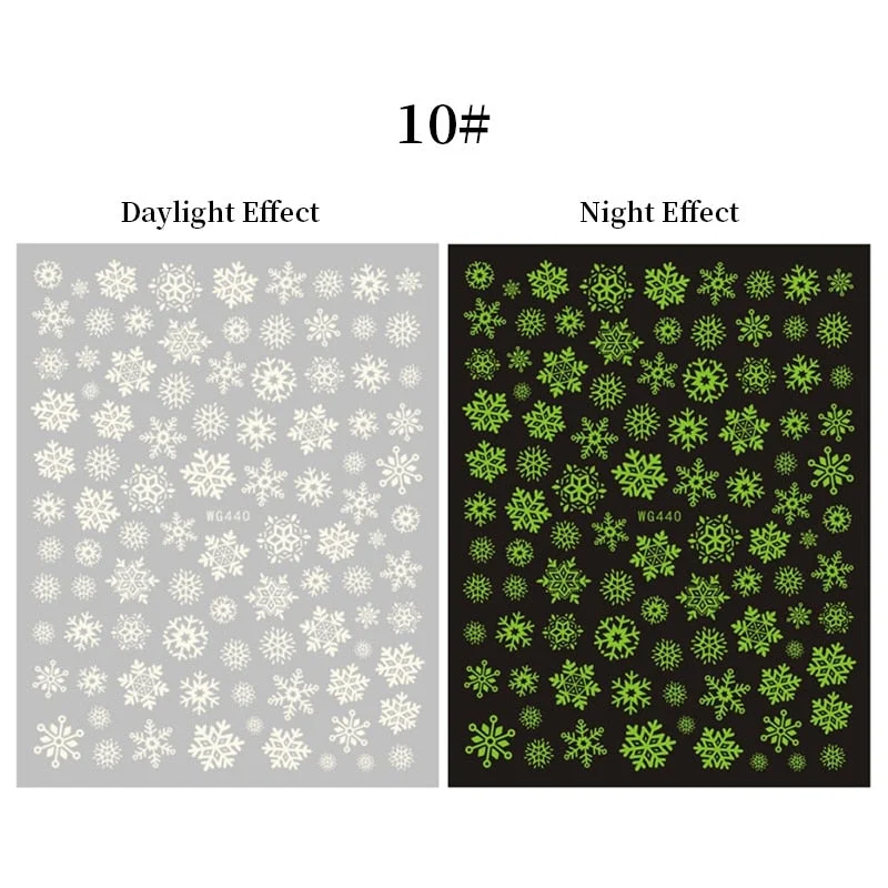 3D Luminous Nail Stickers Halloween Pumpkin Spider Star Moon Transfer Sliders  Winter Glow In The Dark Nail Art Decoration-Nail Inspo