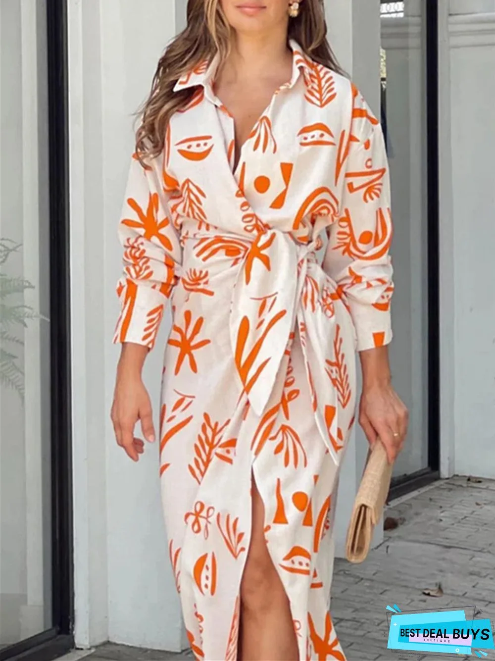 V-Neck Waist Sexy Long Sleeve Dress