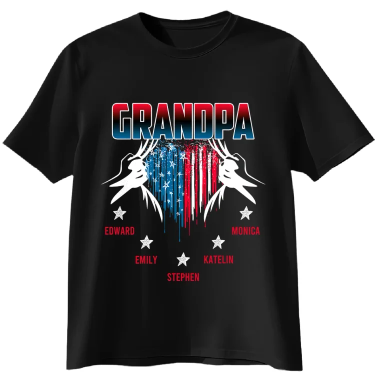 Personalized T-Shirt-Grandpa  Dad Hidden Heart Shirt