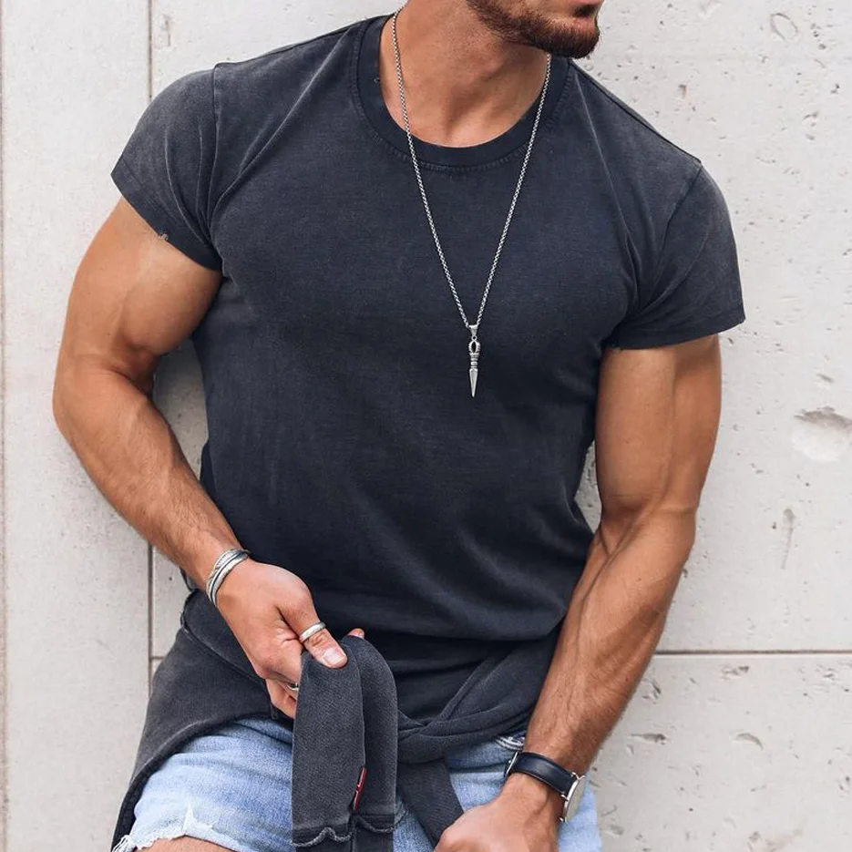 Men's Casual Basics Round Neck Cotton Short Sleeve T-Shirt