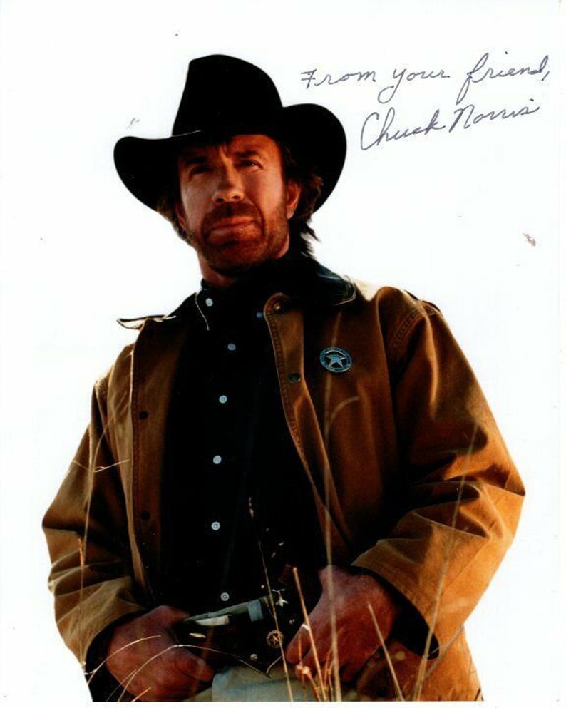 Chuck norris signed autographed walker, texas ranger Photo Poster painting