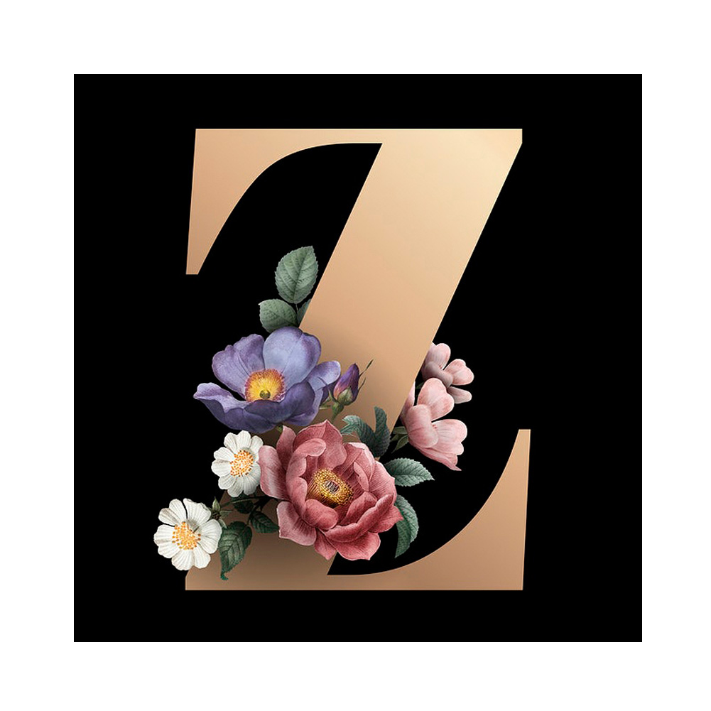 

30*30CM - Round Drill Diamond Painting - Flower Letter Z, 501 Original