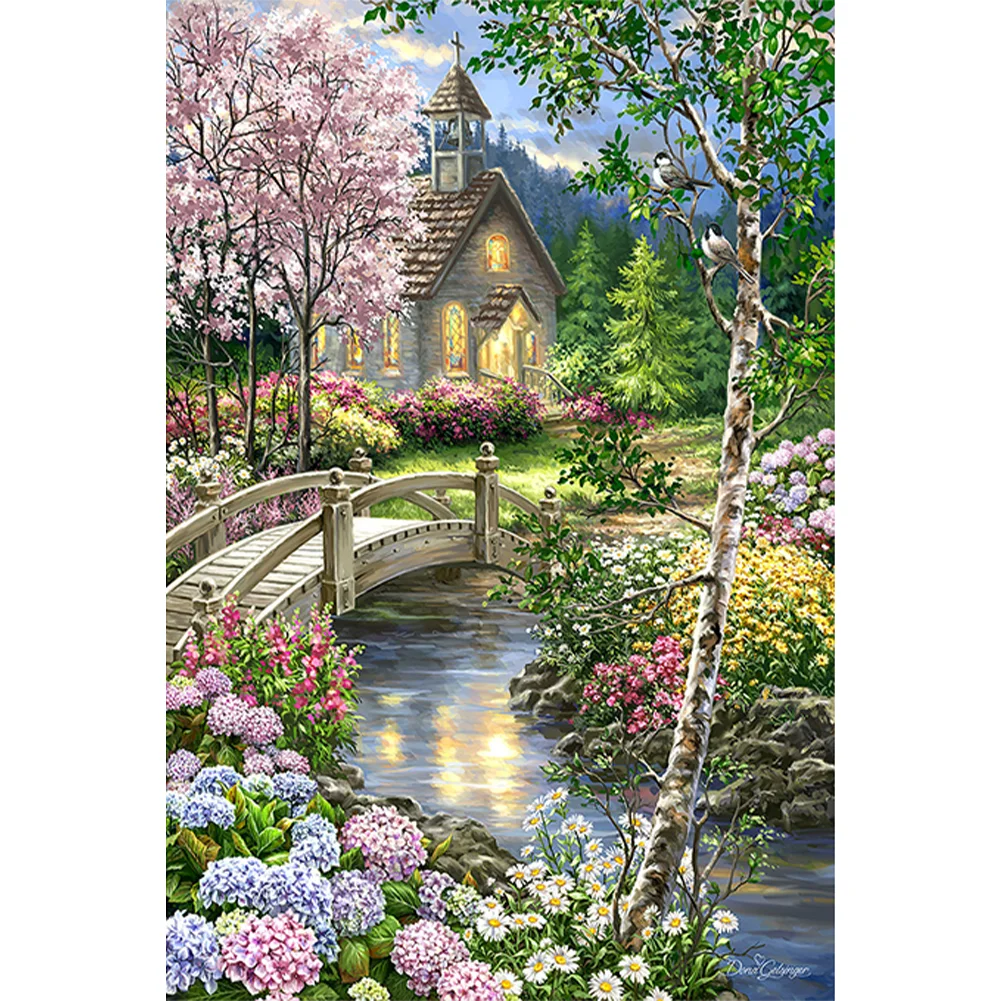 2pcs Diamond Painting - Full Round Drill - Village Castle(Canvas|40*60cm)