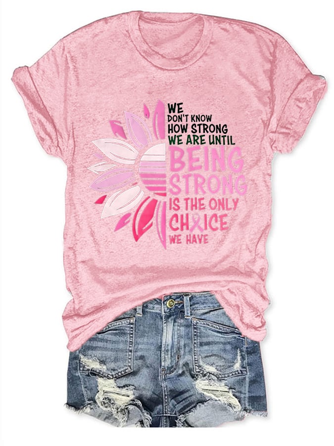 Women's Breast Cancer Print Casual Round Neck T-Shirt