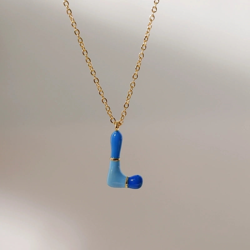 Copper 14K Gold Plated Chain Letter Pendant Necklace