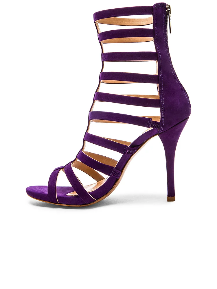 Purple Gladiator Heels Open Toe Strappy Stiletto Sandals Vdcoo