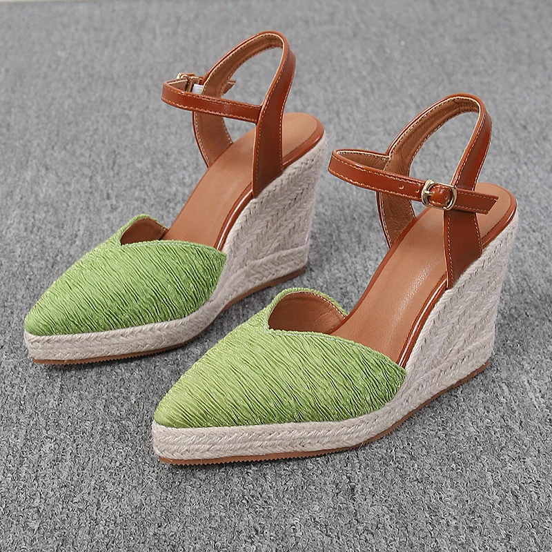 Wongn Wongn Wedge Platform High Heel Women's Shoes Baotou Drag Sandals With Straw Hemp Rope Bottom