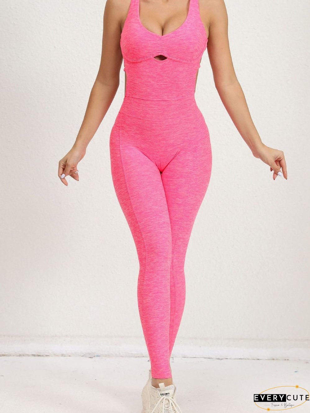 Criss Cross Backless Bonbon Active Jumpsuit