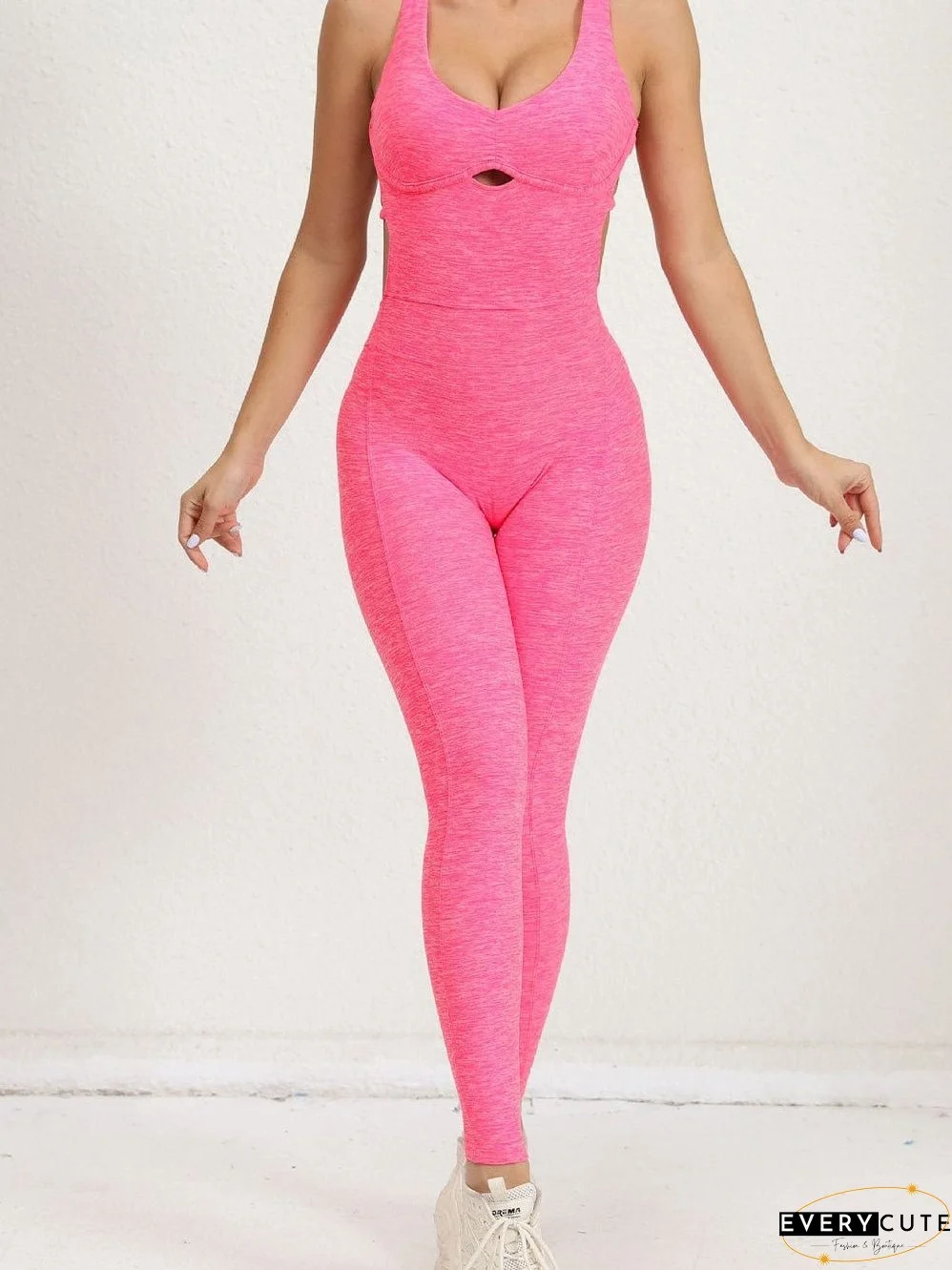 Criss Cross Backless Bonbon Active Jumpsuit