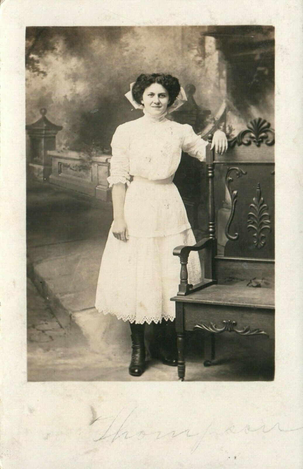 Antique Young Beautiful Wealthy Woman Posing RPPC Real Photo Poster painting Postcard Posted