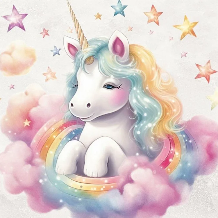 Full Round Diamond Painting - Colorful Cloud Unicorn 30*30CM