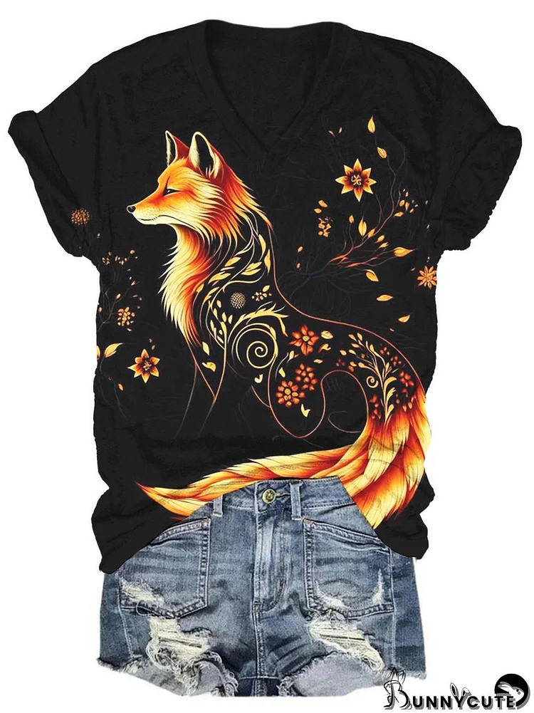 Women's Fall Fox Print Top